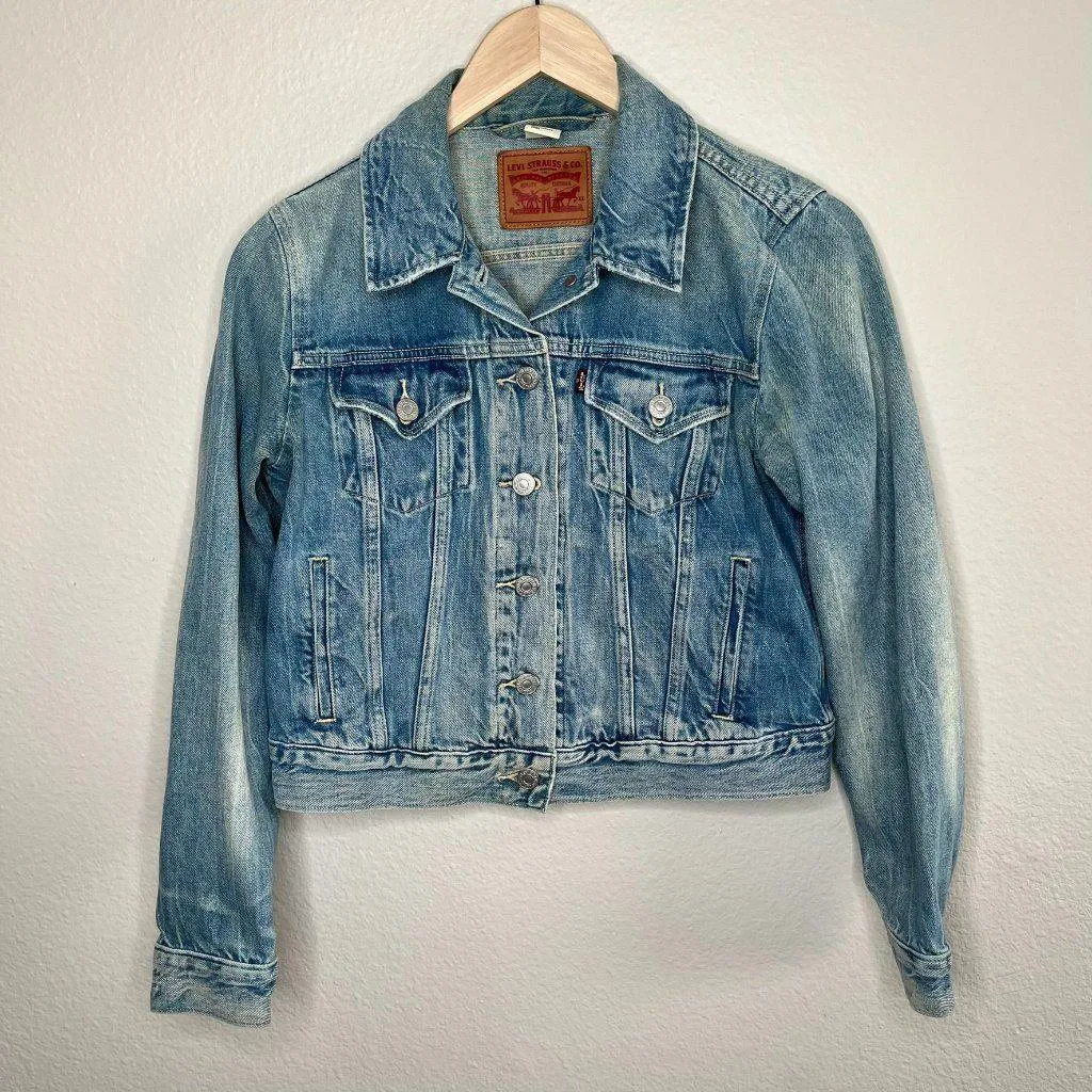 Levis Womens Blue Denim Fall Trucker Jean Jacket Medium pc9-70270-0073 Masc - Image 2