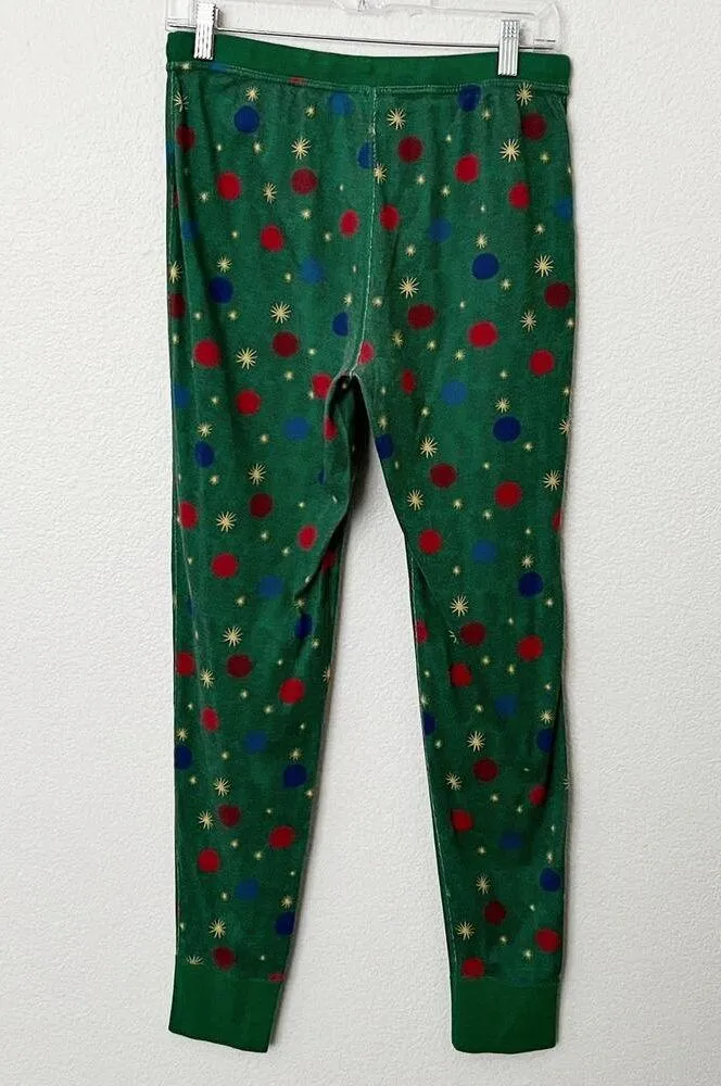 [Hanna Andersson] Green Christmas Ornaments Pajama Jogger Pants Size Medium M - Image 2