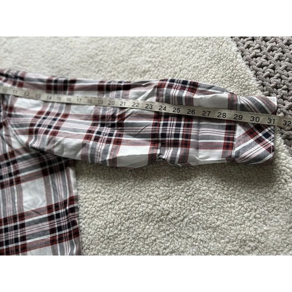 BARBOUR Bethwin Long Sleeve Button Up Shirt White Cloud Check Plaid Women Sz 14 - Image 13