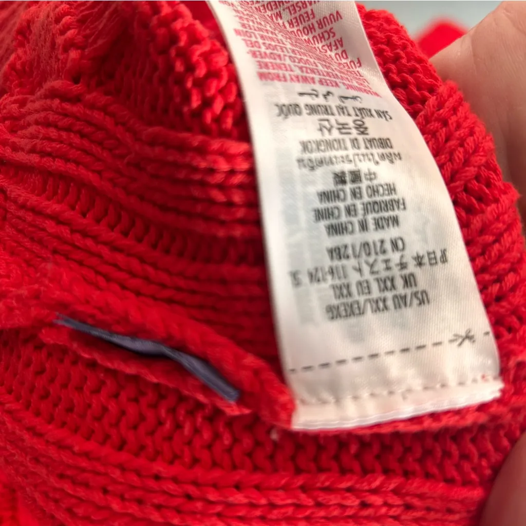 Disney Parks Walt Disney World Red Cable Knit Spirit Jersey Sweater - Image 6