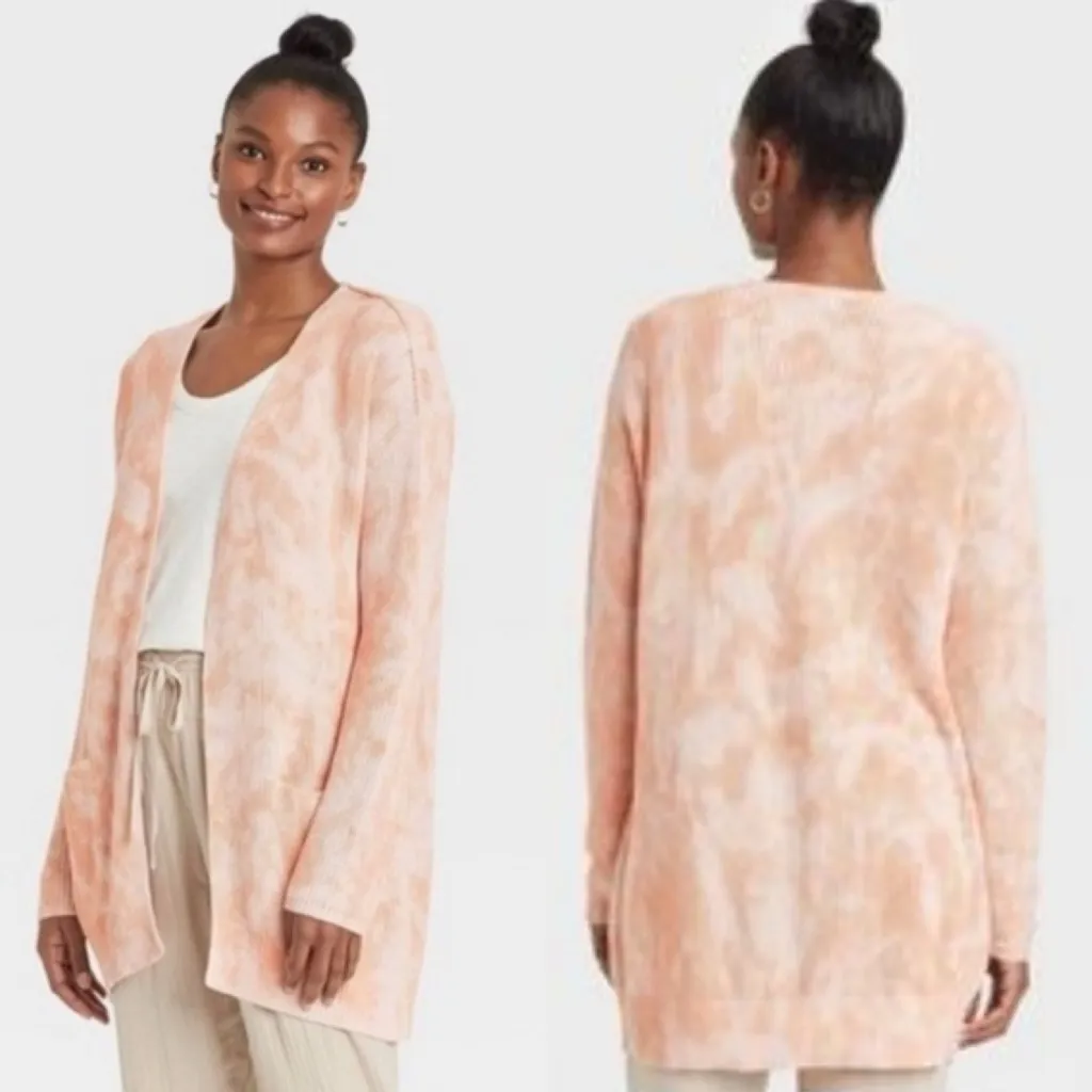 UNIVERSAL THREAD Tie Dye Open Front Knit Cardigan Sweater Cotton Size L - Image 2