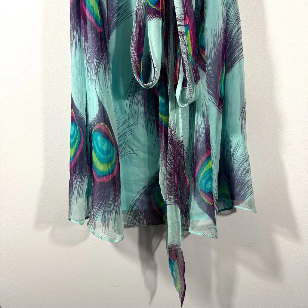 Nanette Lepore Strapless Silk Dress – Blue Peacock Feather Print - Size 6 - Image 10