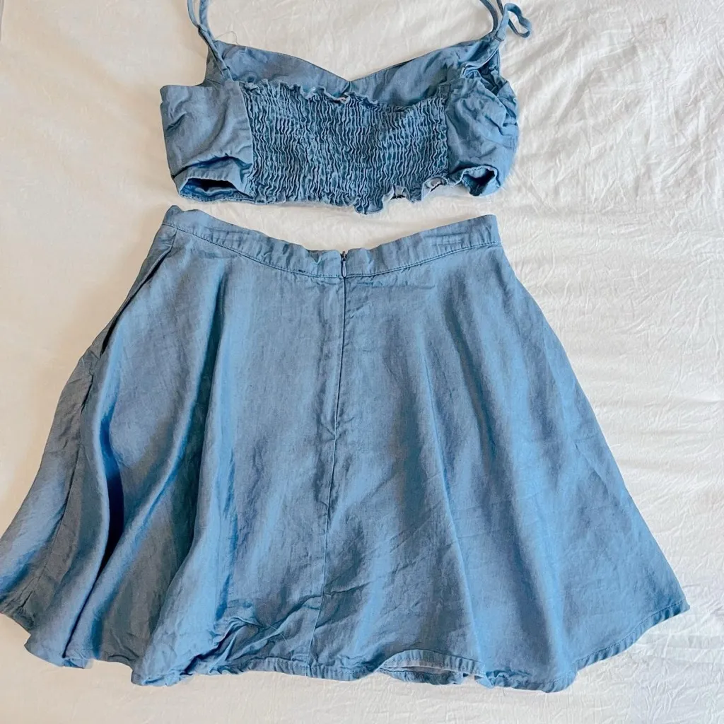 Lulu’s Accompany Me Blue Chambray Two-Piece Dress - Image 3