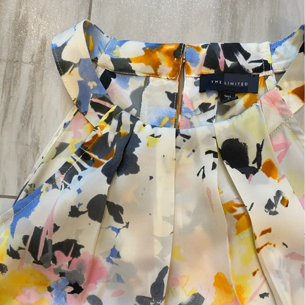 The Limited White Floral Sleeveless Faux Wrap Halter Top, Size Tall Small - Image 7