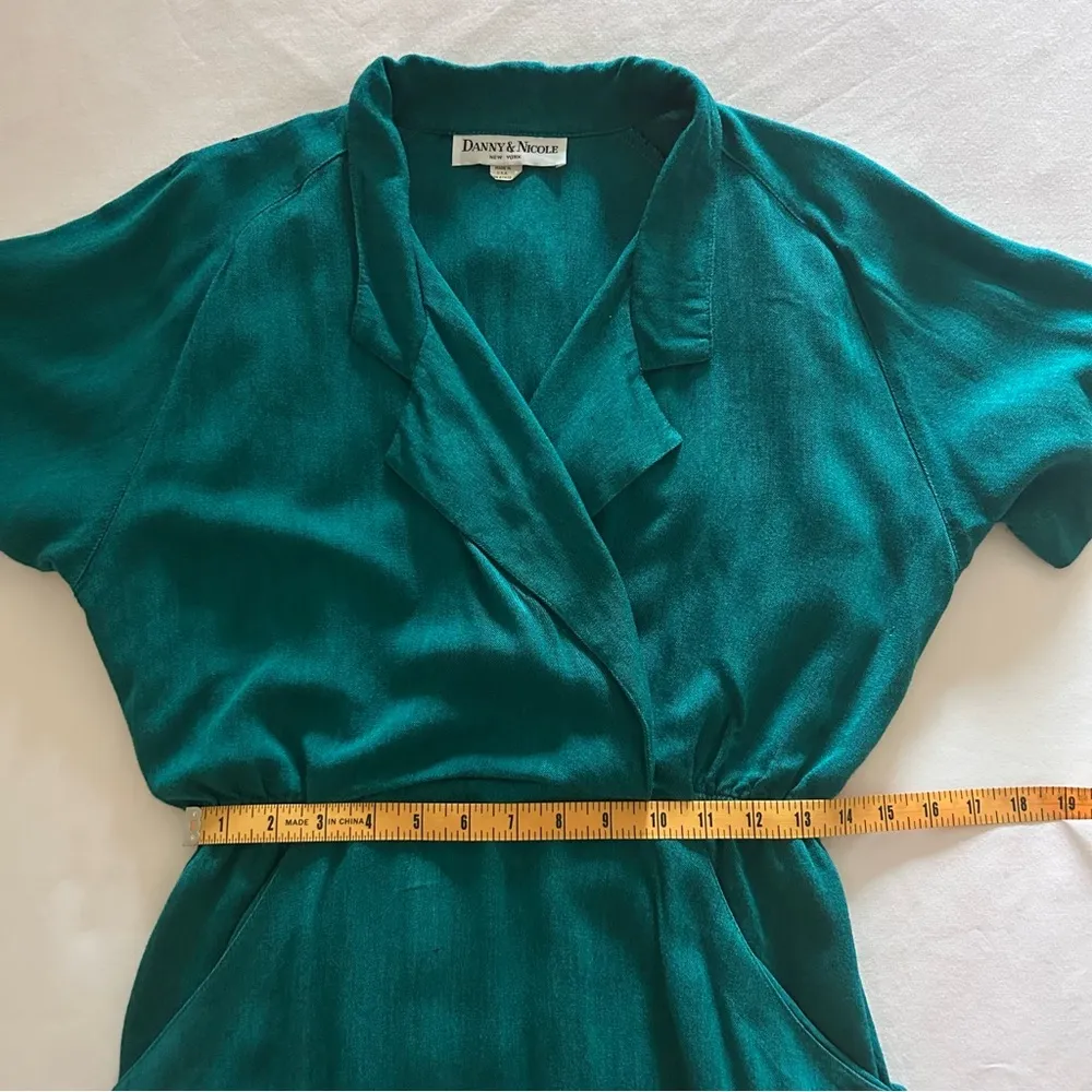 VTG Danny & Nicole New York | Teal Green Collared Dress w/ Big Pockets | Size 8 - Image 11