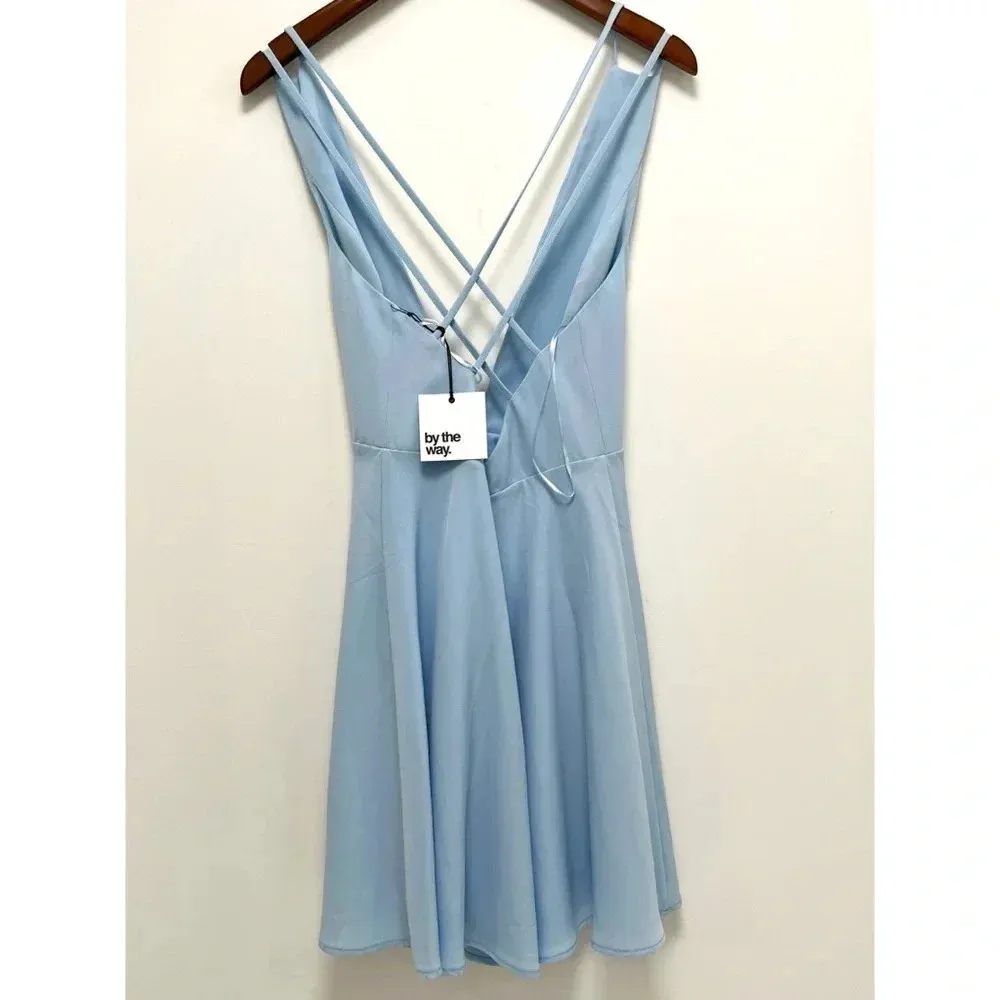 By the Way Sammie V-Neck Skater Dress Open Back Straps Light Blue Size S Revolve - Image 5