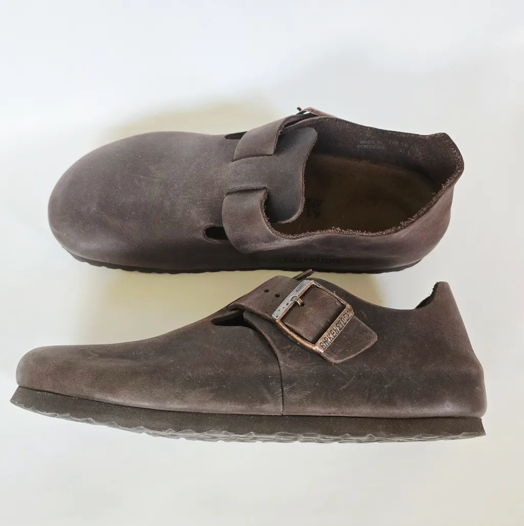 Birkenstock London Habana Brown Oiled Leather Clog Shoe EU 41 - Image 7