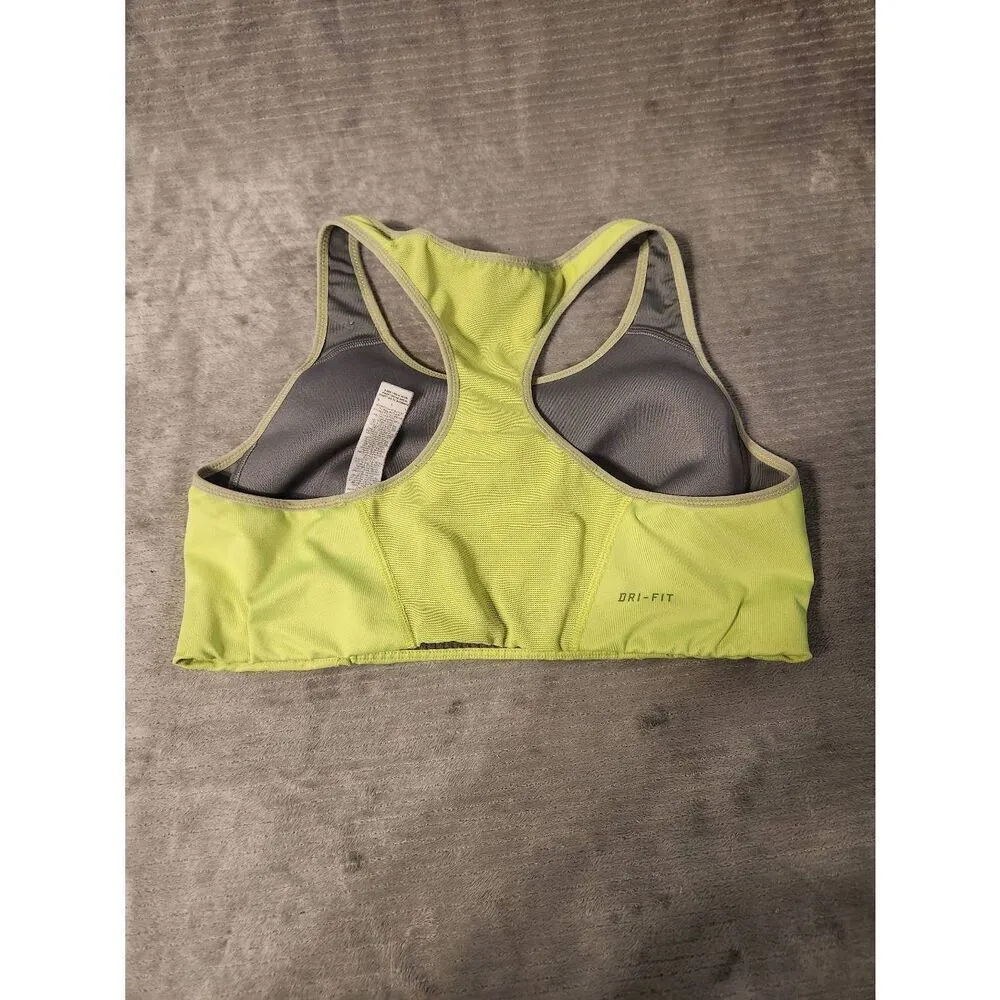 NIKE DRI-FIT L Neon Yellow RACER BACK SPORTS BRA - Image 2