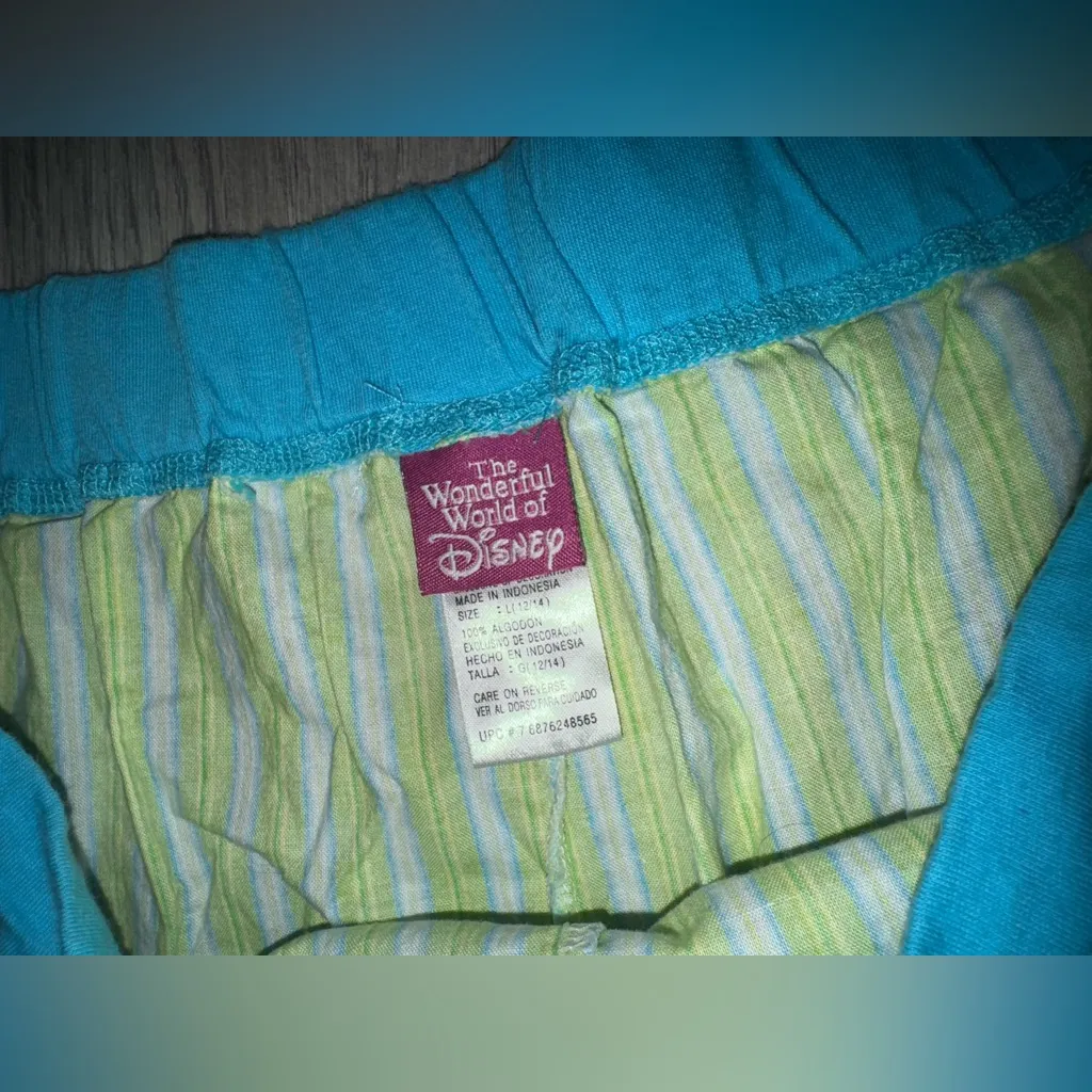 Tinker bell Disney VINTAGE 2005 Striped Pajama pants Embroidered tinkerbell LRG - Image 5