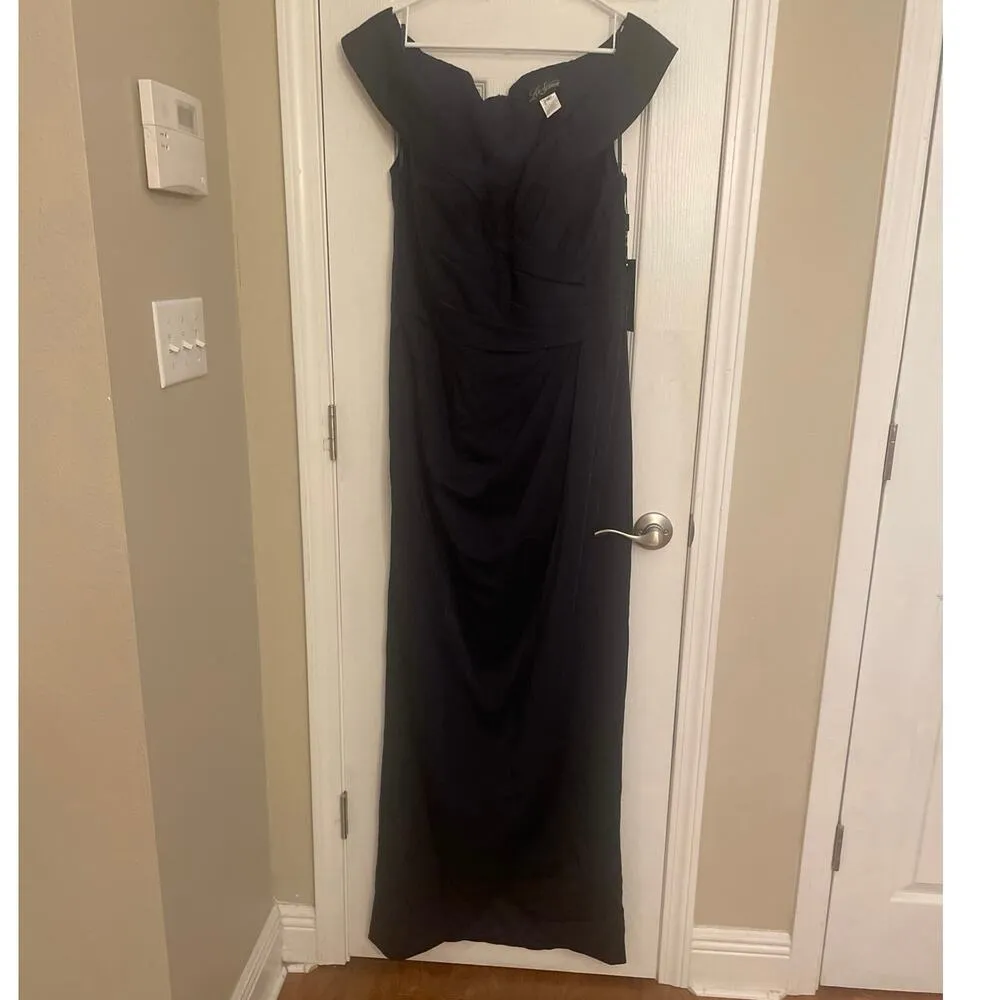 La Femme Navy Off the Shoulder Dress, Size 14, A61 - Image 4
