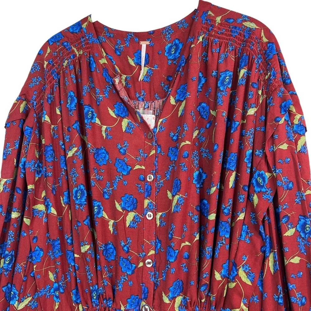 Free People Mini Flower Fields Mini Burgundy Dress S/P - Image 53