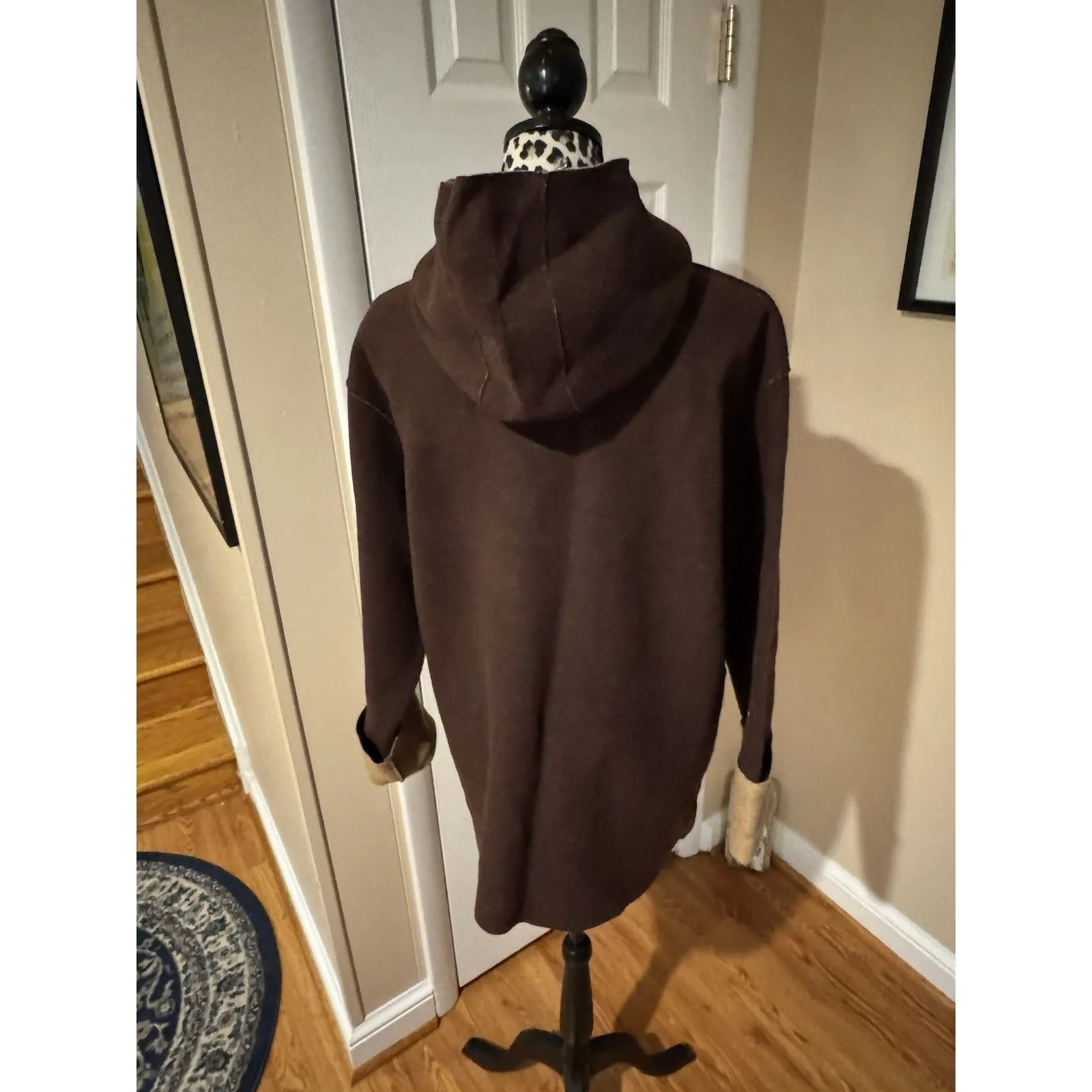 Lauren Ralph Lauren Wool Blend Brown Hooded Toggle Button Coat Sz M Preppy - Image 4