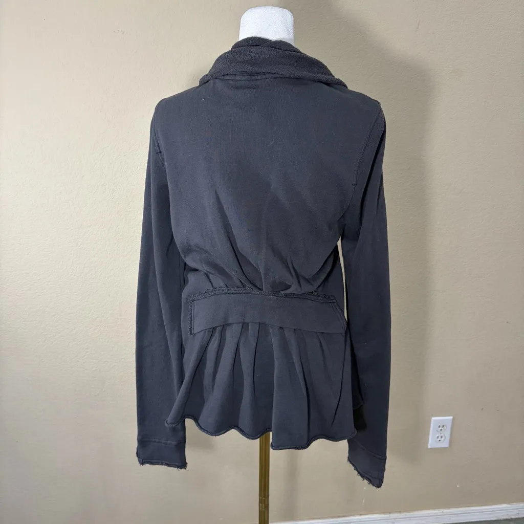 Free People Womens Sweatshirt Waterfall Ruffle Zip Up Jacket Sz M Boho Grunge - Image 6