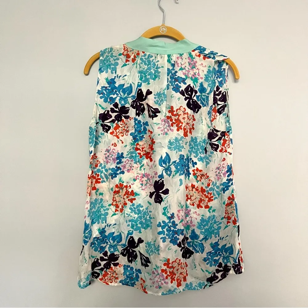 Annie Griffin Colorful Floral Silk Button Down Blouse Top size S - Image 4