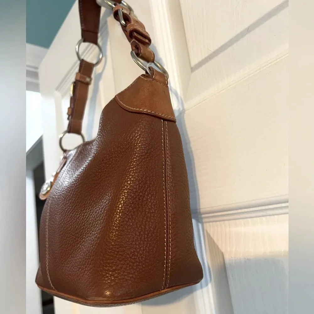 Dooney & Bourke Leather Shoulder Bag Pebble Grain Hobo Brown - Image 3