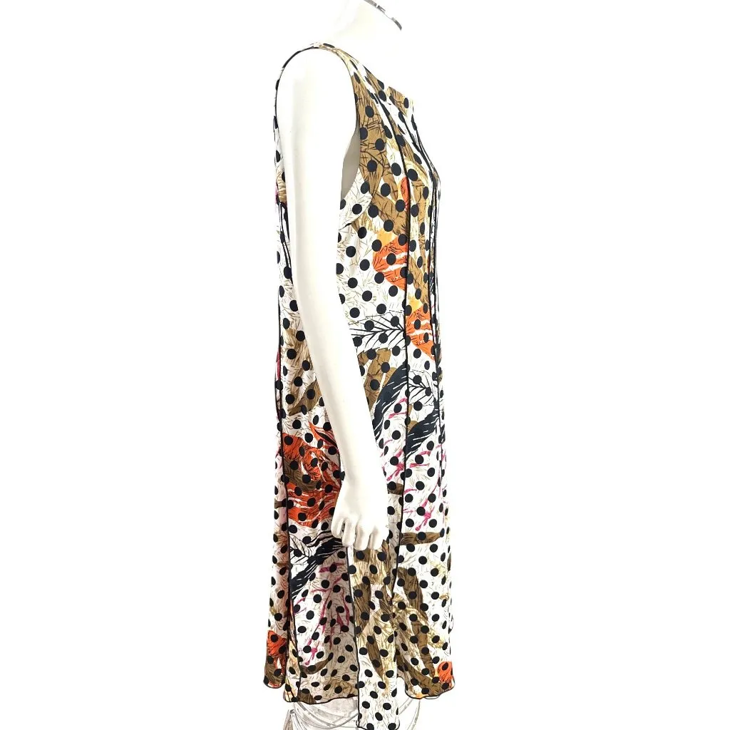 Voir Voir Size 14 Multicolor Polka Dot Patchwork Leaf Print Sleeveless Midi Boho Black - Image 5