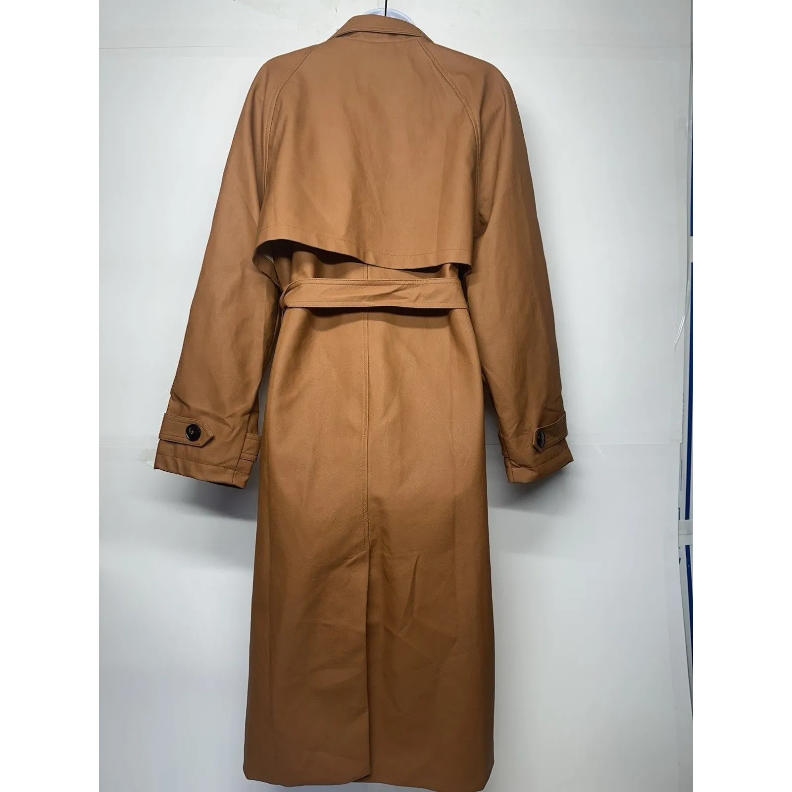 Haute Monde Women's Trench Coat Size Large Dark Brown Belted Faux Leather - Image 6