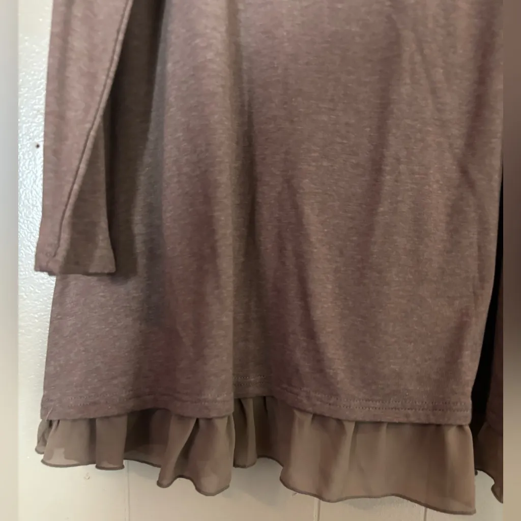 XPENYO Maternity Tunic Tops Layered Blouse shirt long sleeve size Large NWT Brown - Image 5