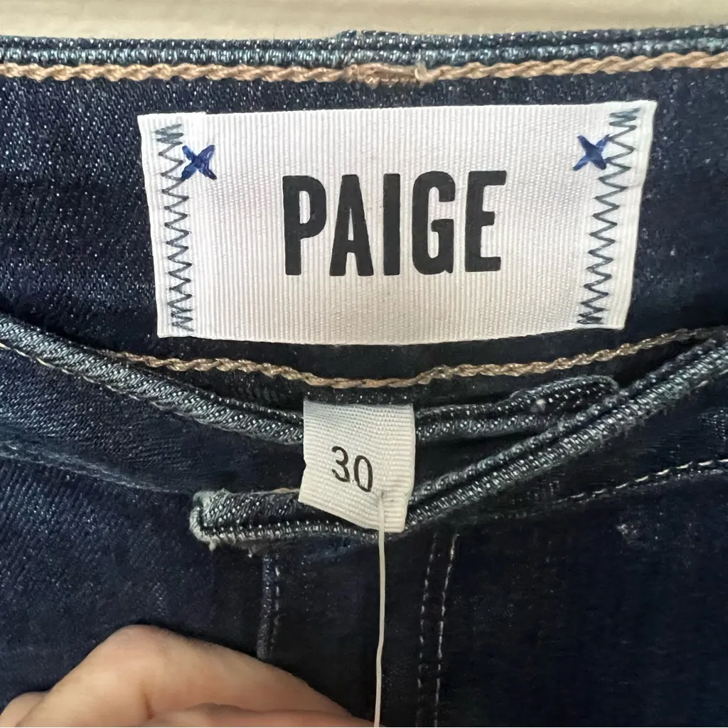 Paige Brigitte Crop Jeans Designer Straight Leg Boyfriend Jeans Dark Wash 30 - Image 5
