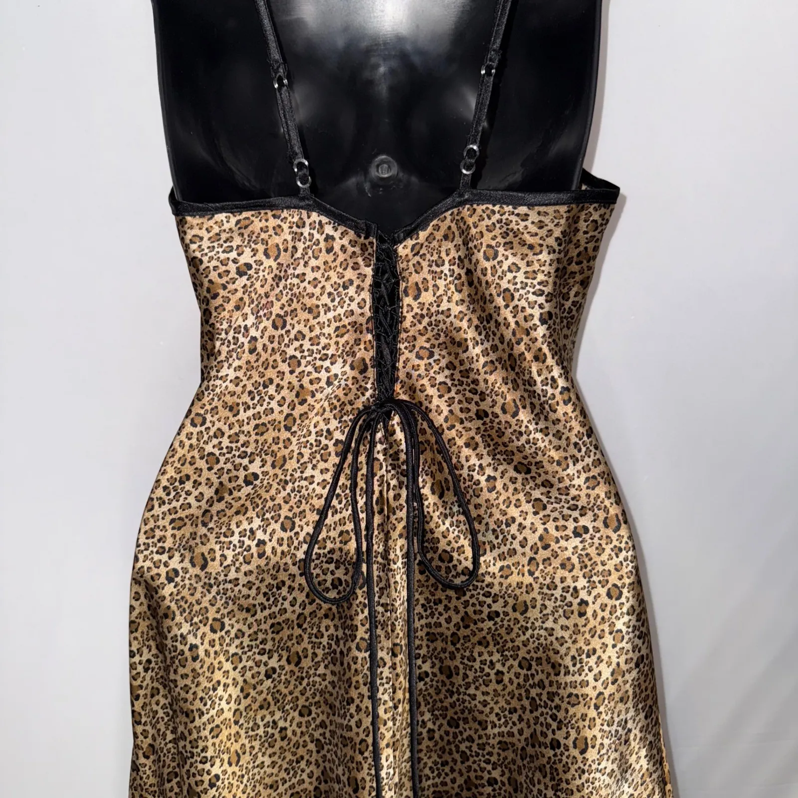 Leopard Print y2k Double Strap Silky Chemise Slip Dress Lingerie Size M - Image 10