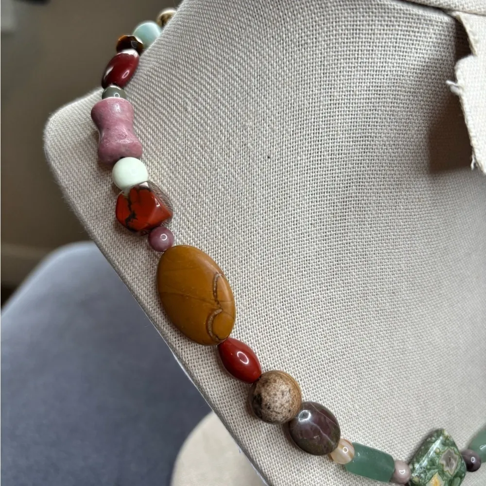 J King DTR Handcrafted Natural Stone Adjustable Necklace | Artisan Jewelry Green - Image 7