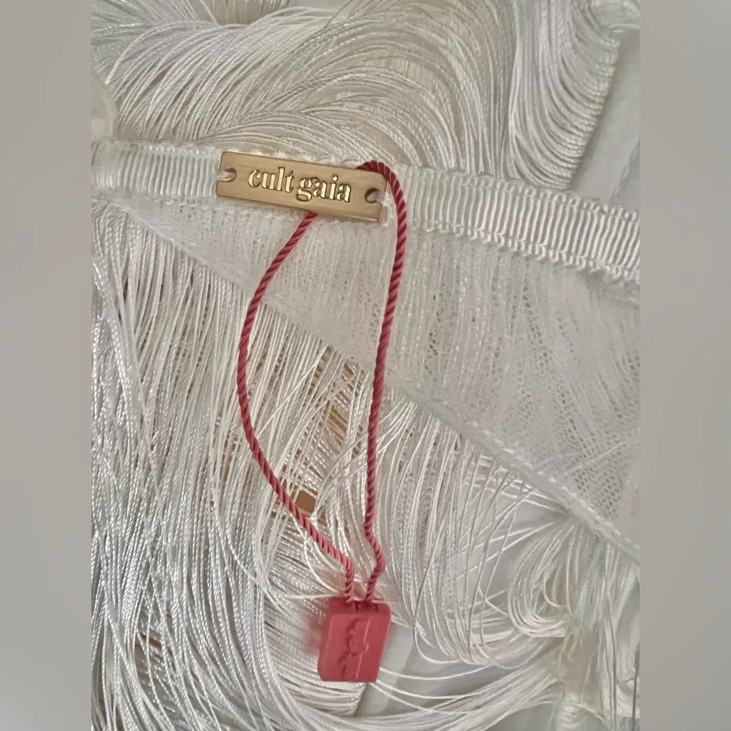 NWOT Cult Gaia Renata Draped Fringe Halter Gown Off White Bridal Wedding Size M - Image 8