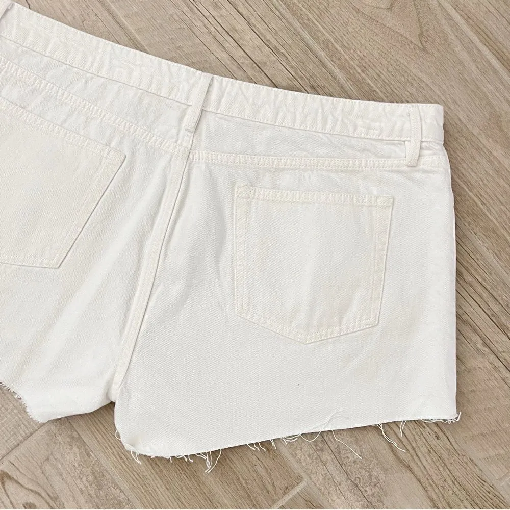 NEW Frame Le Grand Garcon Raw Hem Denim Short White Sz 34 - Image 8