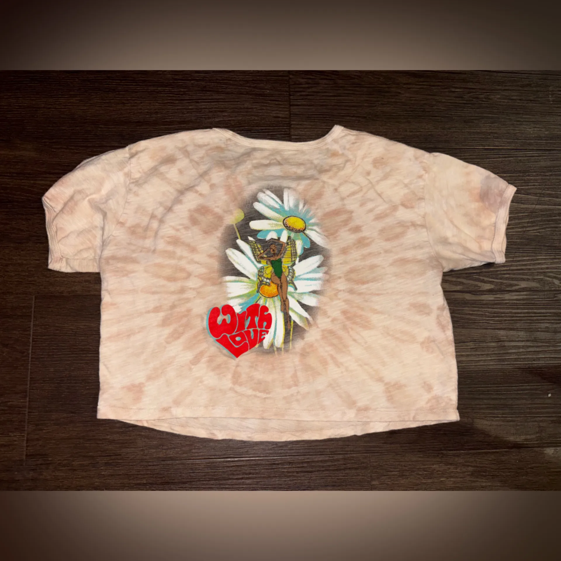 BOYS LIE / Light‎ Brown Lady Flower Fitted Tee size small - Image 5