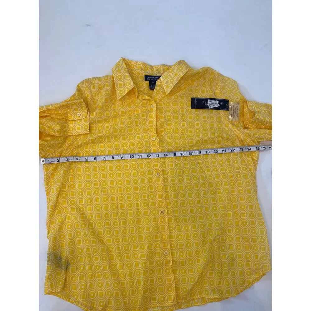 Jones New York Yellow White Geometric Button Down Lightweight Shirt NWT Sz 2X - Image 8
