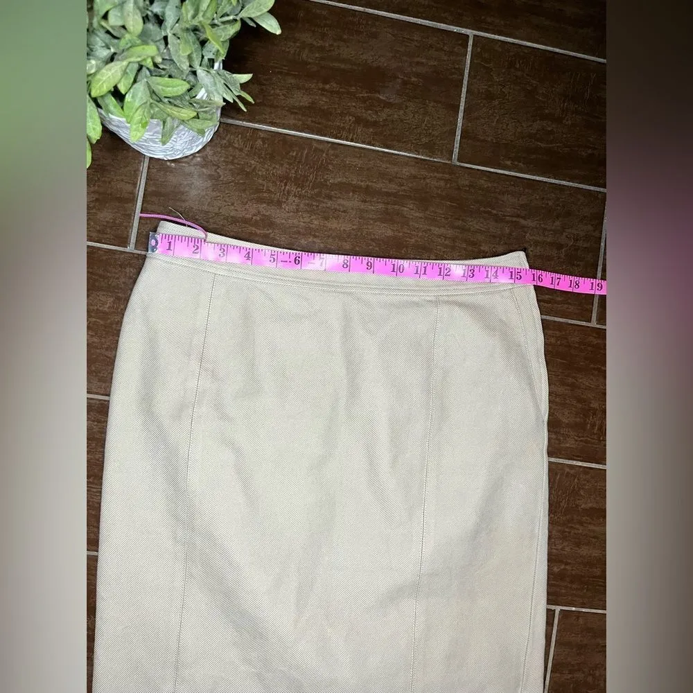 Yves Saint Laurent beige denim pencil skirt - Image 4