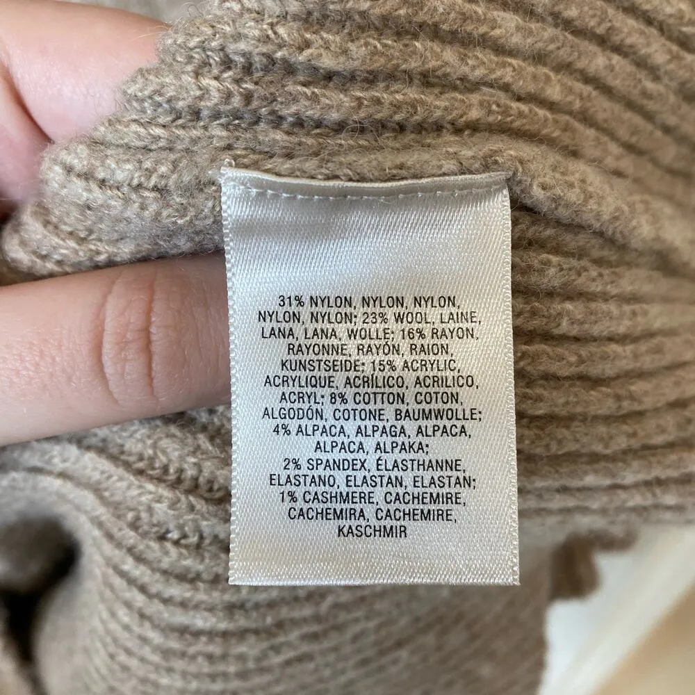 ANTHROPOLOGIE Sonoran Cowl Neck Sweater Dress Size XS Tan Beige Wool Blend - Image 6