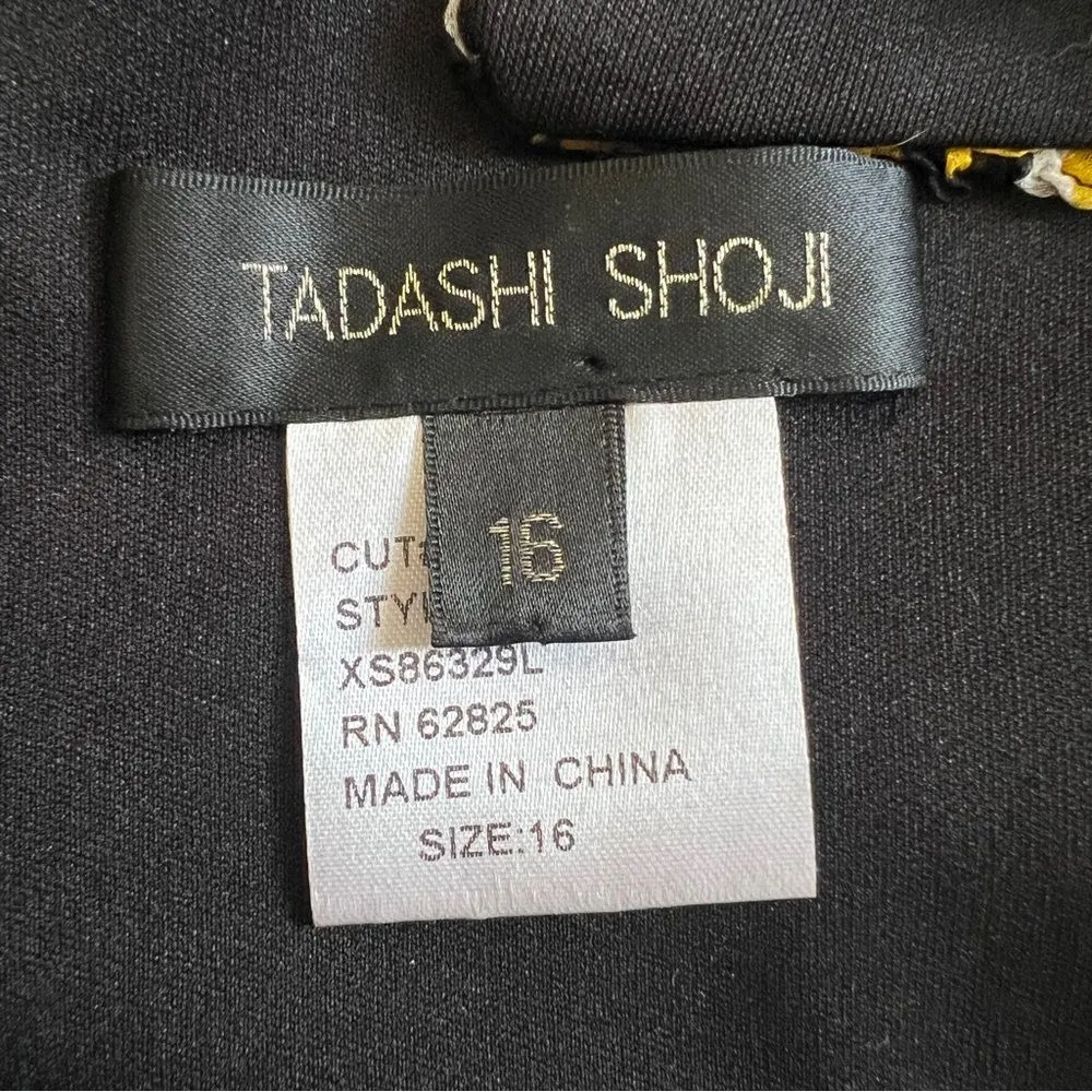 Tadashi Shoji Silk Gown Yellow Black Animal Print Formal Maxi Dress 16 - Image 6