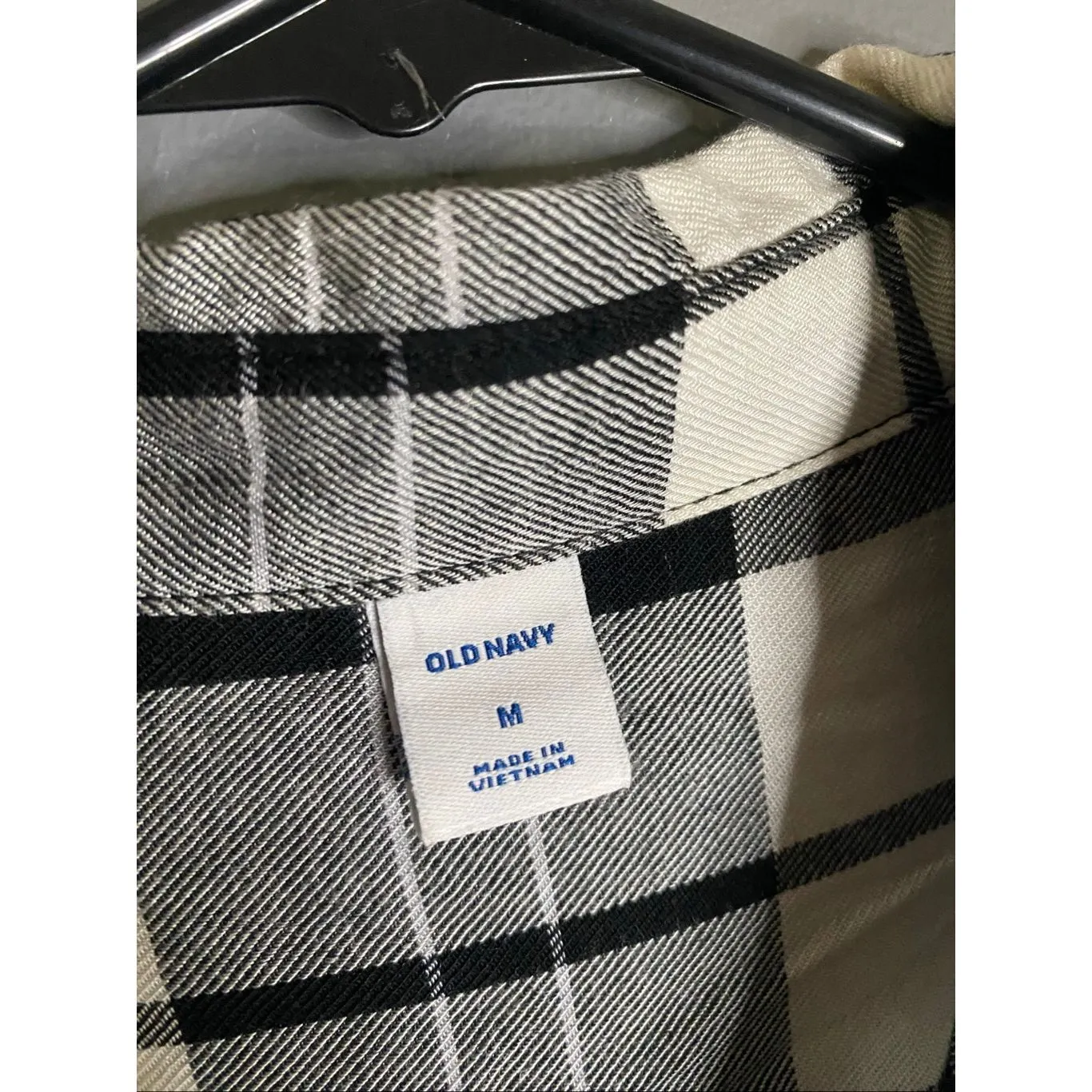 Old Navy Black White Plaid Pocket Button Up Dress Tunic Size Medium - Image 3