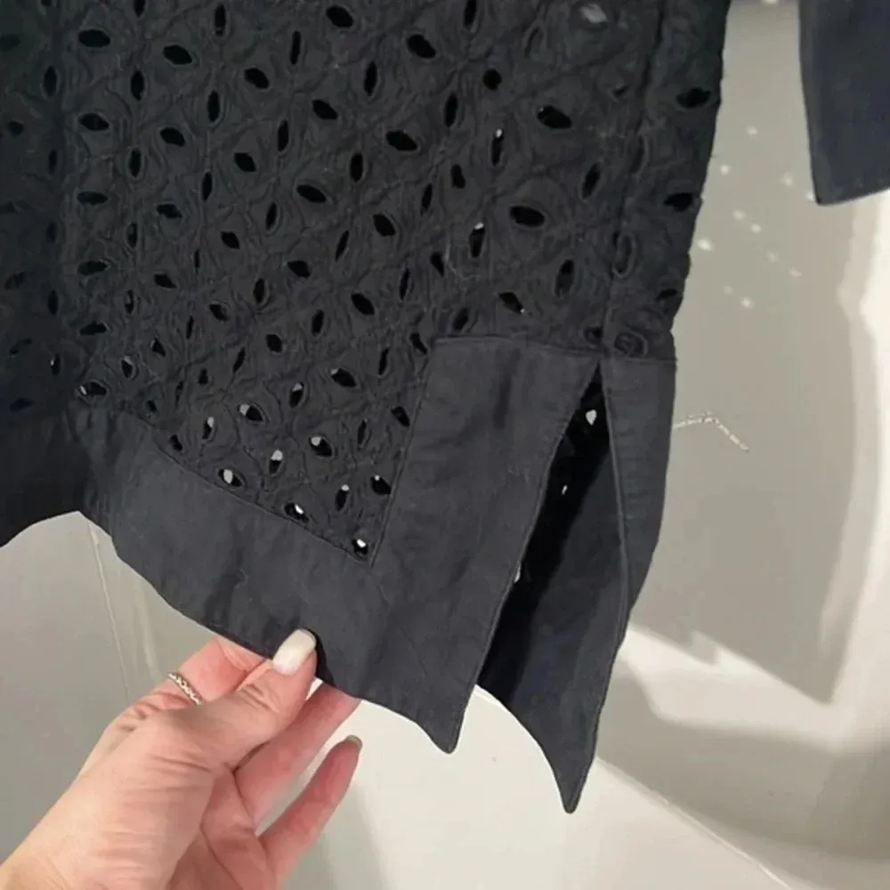 Michael Kors Black Eyelet Tunic Vneck Top / Swim Cover up Size 4 - Image 8