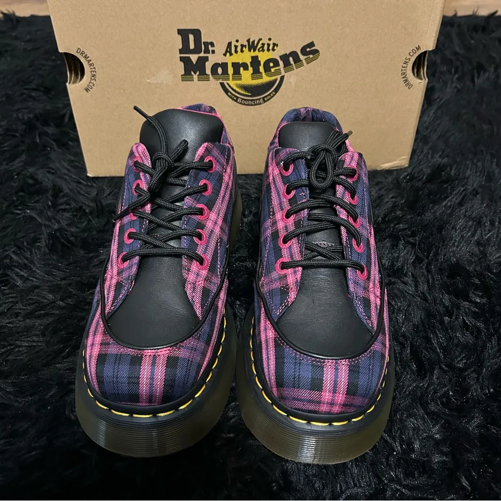 DR MARTENS Buzz tartan platform lace up shoes oxfords women’s 8 new in box - Image 6