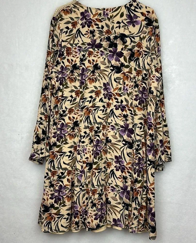 Mini Gauze Lace-Up Skater Dress Pluss Sz 3 plus Tassless Long Bell Sleeve - Image 13