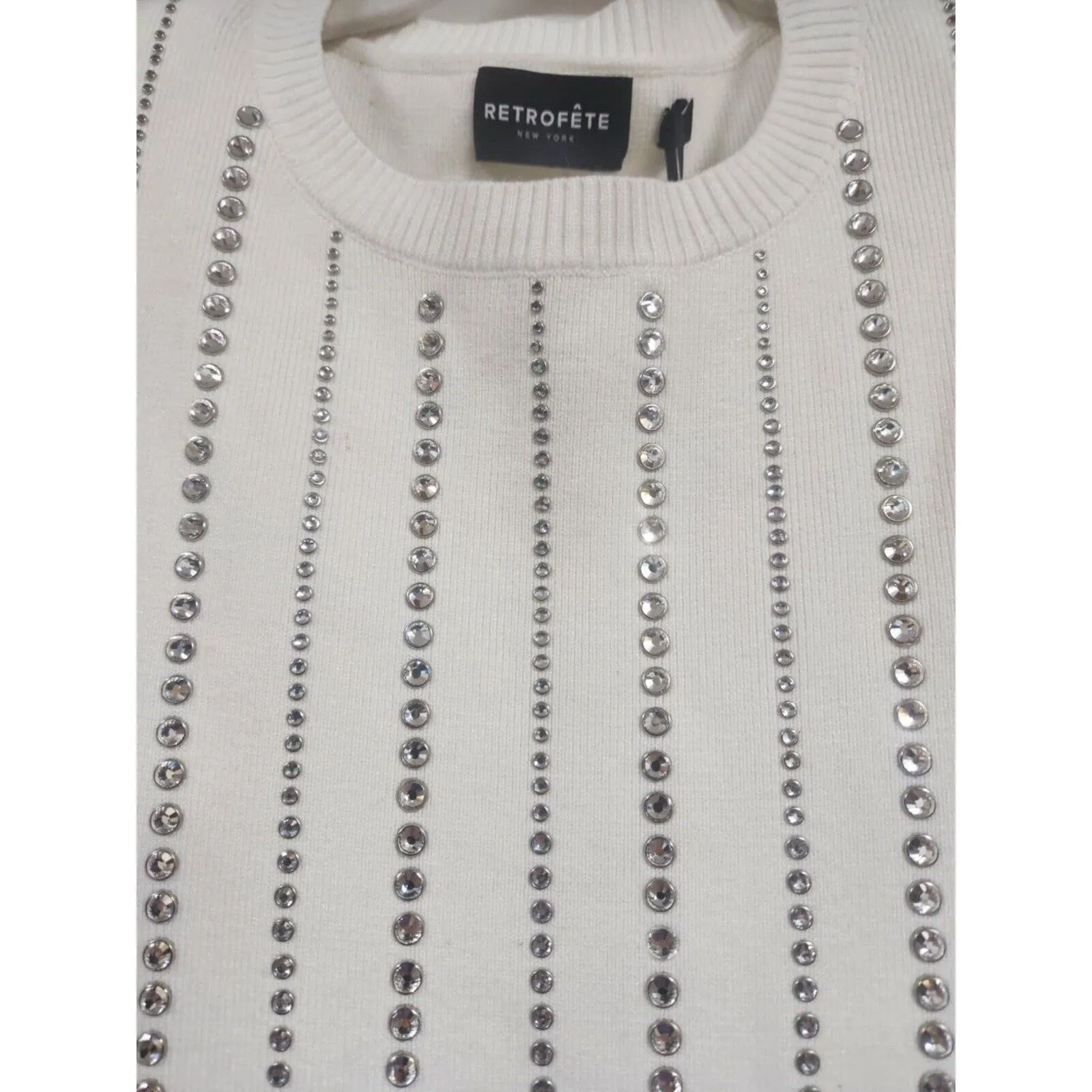 Retrofete Virgina Embelished Kinit Sweater Dress Size L Msrp $548 White Size L - Image 5