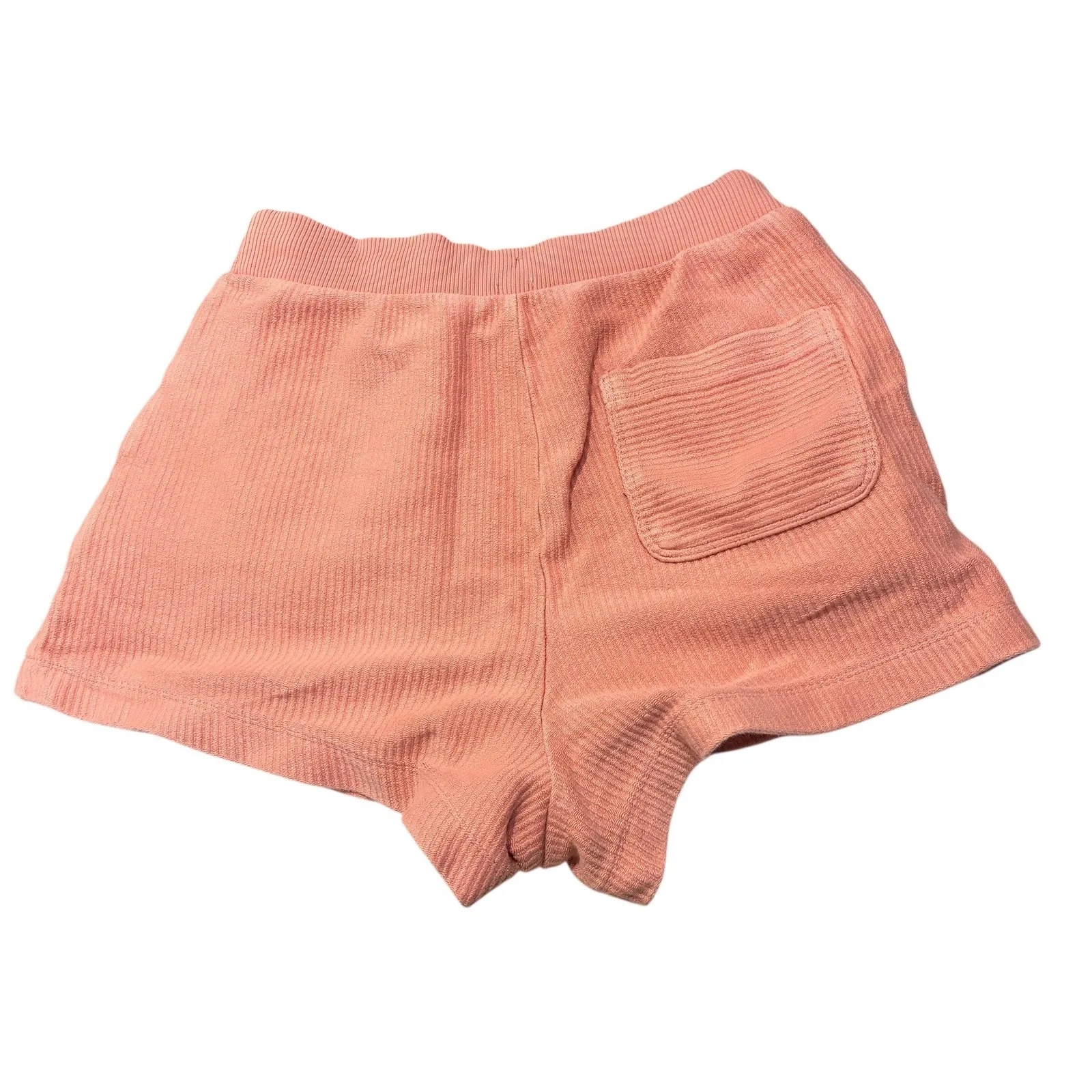 Aerie Coral Ribbed Pocket Lounge Shorts Size S P Cotton Drawstring Waist - Image 2