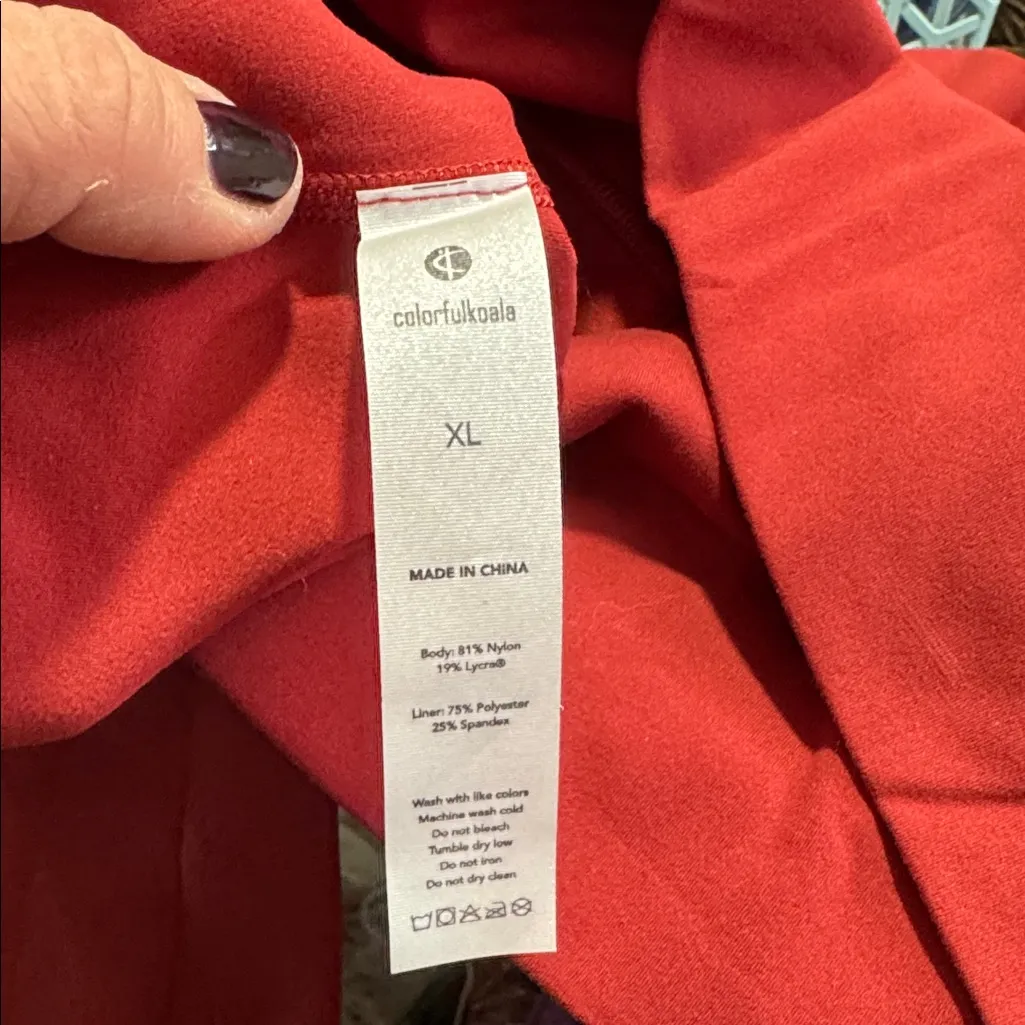 Colorfulkoala pants loungewear workout xl stretch flare Red Wide Leg pant NEW - Image 4