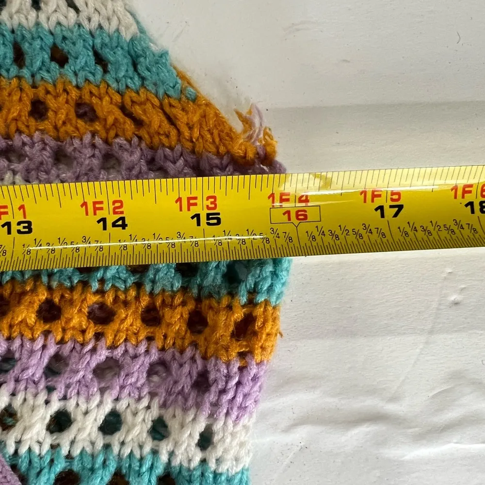 Say What NY crochet cropped sweater tank top knit colorful M festival boho - Image 6