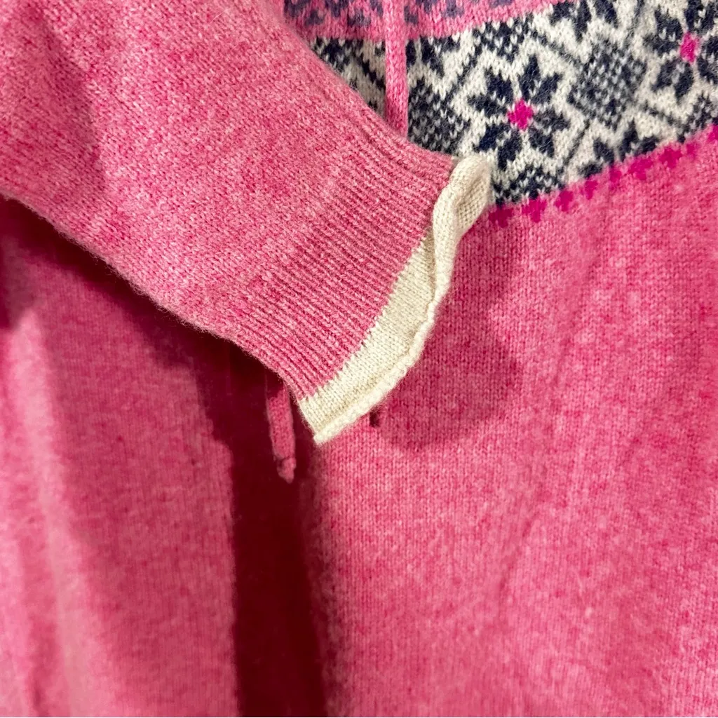 Tabitha Webb Wool Fair Isle Hoodie Sweater Women’s Small Pink Nordic Knit - Image 4