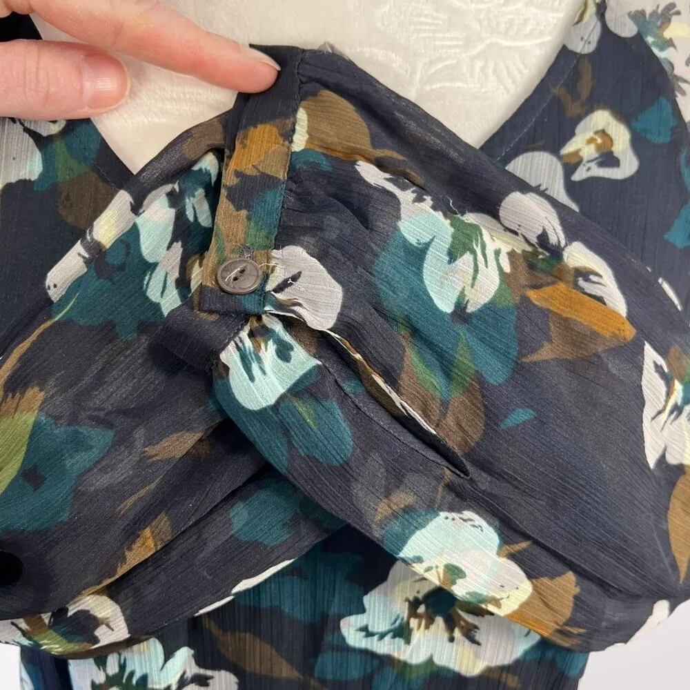 CAbi Floral Chiffon V Neck Tiered Ruffle Dress XS - Image 7