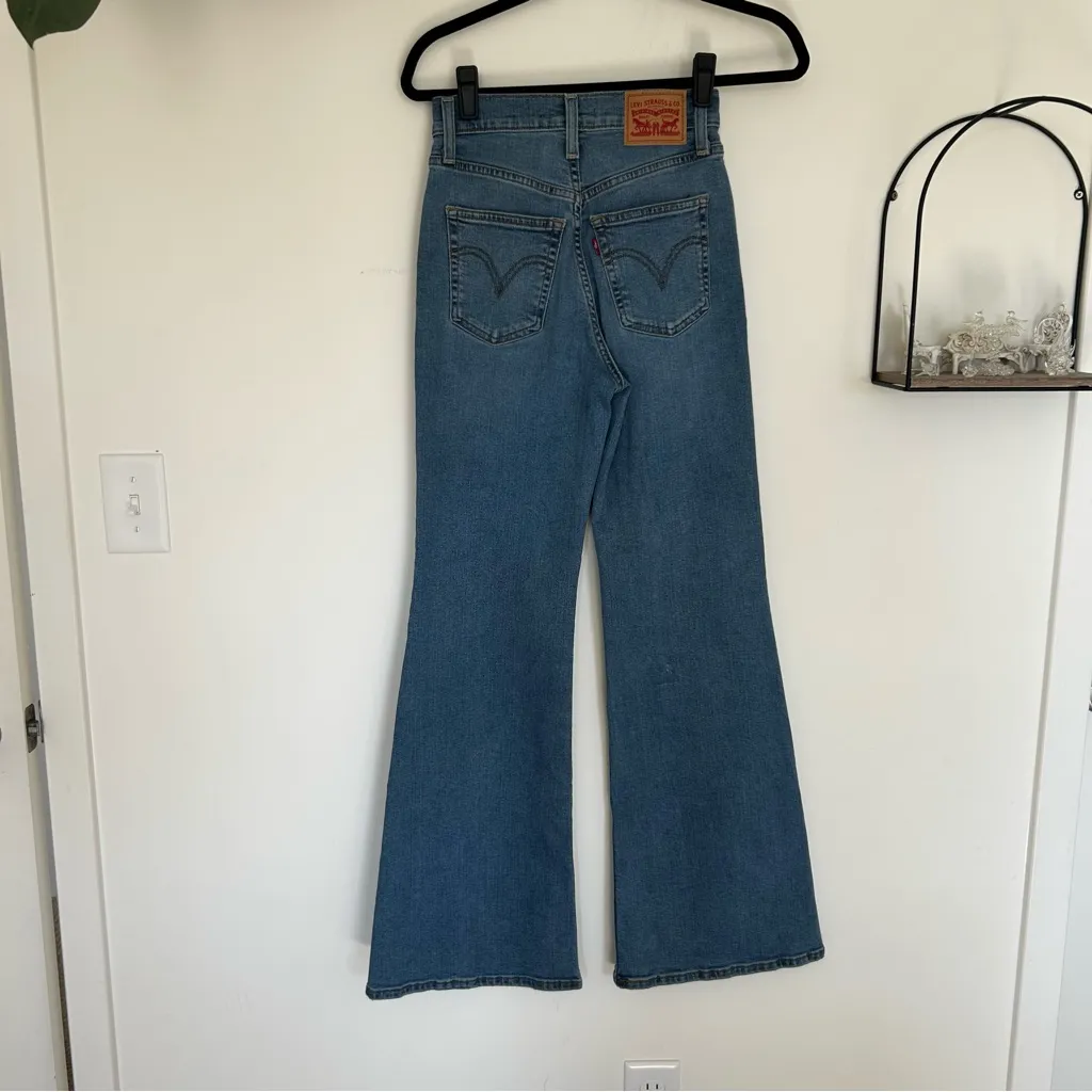 Levi’s Ribcage Bell High Rise Waist Flared Leg Denim Blue Jeans Size 25 - Image 2