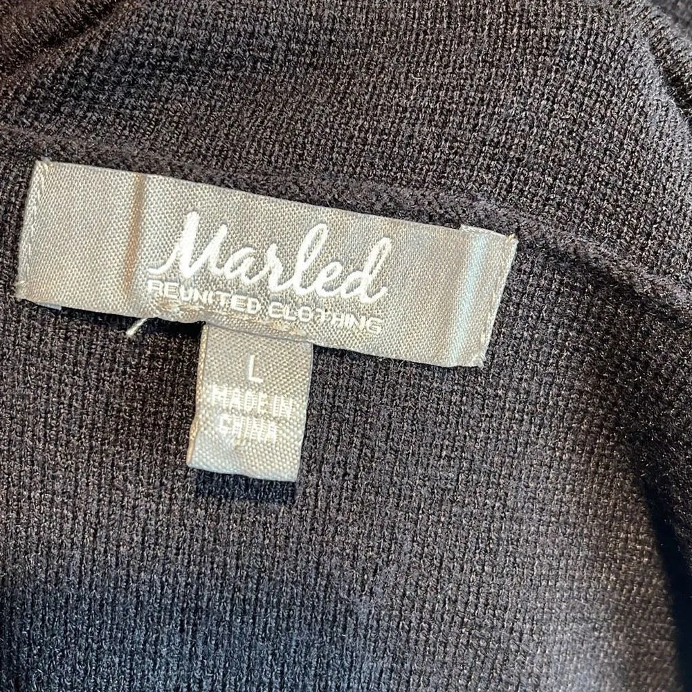 Marled by United Clothing Double Breasted Knit Sleeveless Rayon Blend Vest Black Size L - Image 5