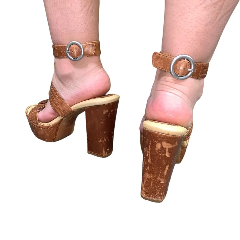 BOC Born Crown Womens Leather Sandals High Heeled Platform Strappy Summer Size 9 - Image 4