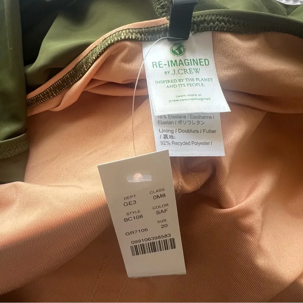 J.CREW Ruched one-shoulder one-piece Swimsuit olive green Women's SIZE 20W‎ new - Image 7