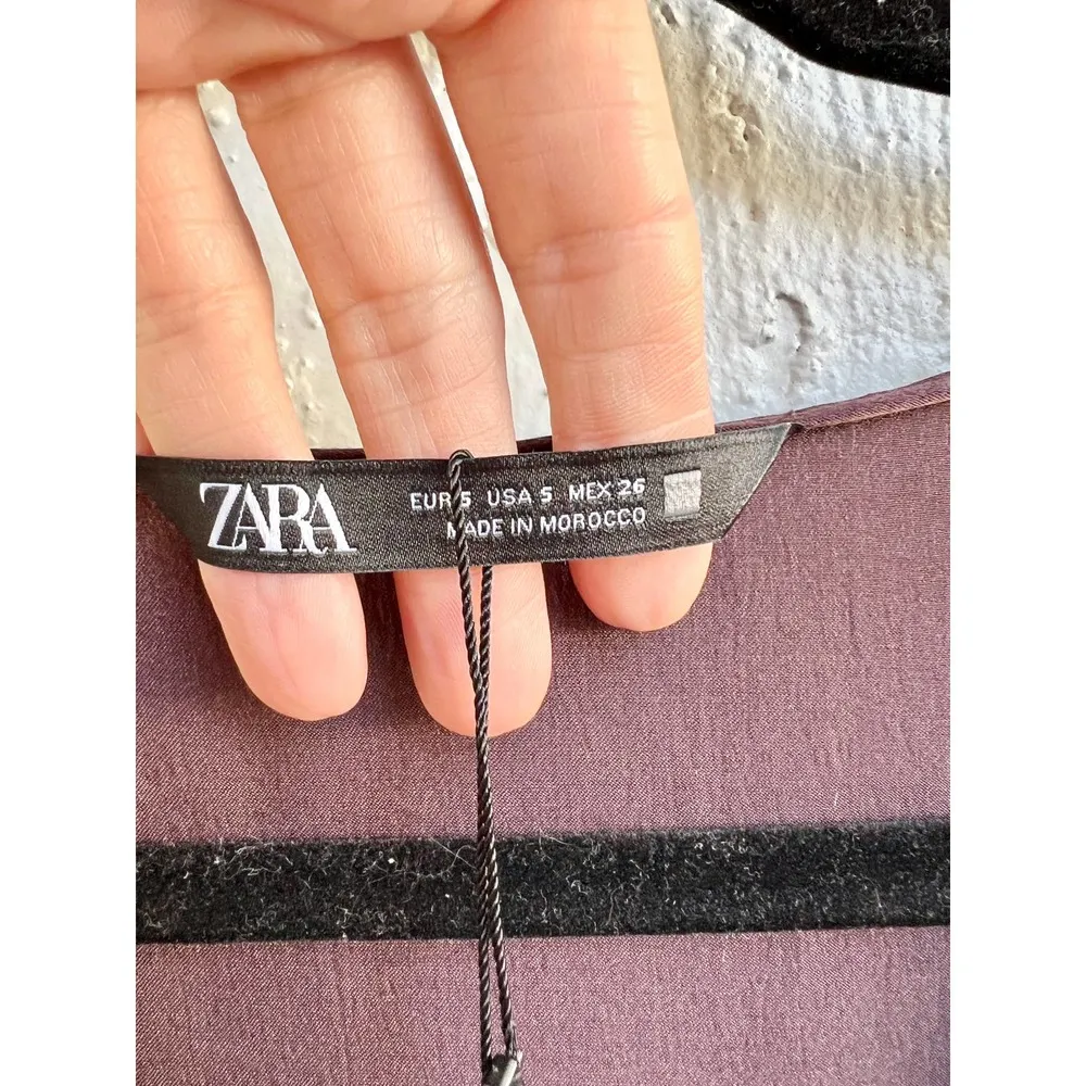 NWT Zara Kimono Sleeve Knotted Satin Sheen Cocktail Midi Dress Purple Women's XS - Image 6