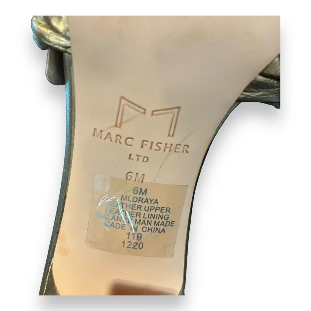Marc Fisher Women Draya Slide Sandals Heeled Gold Leather Sz 6M - Image 8