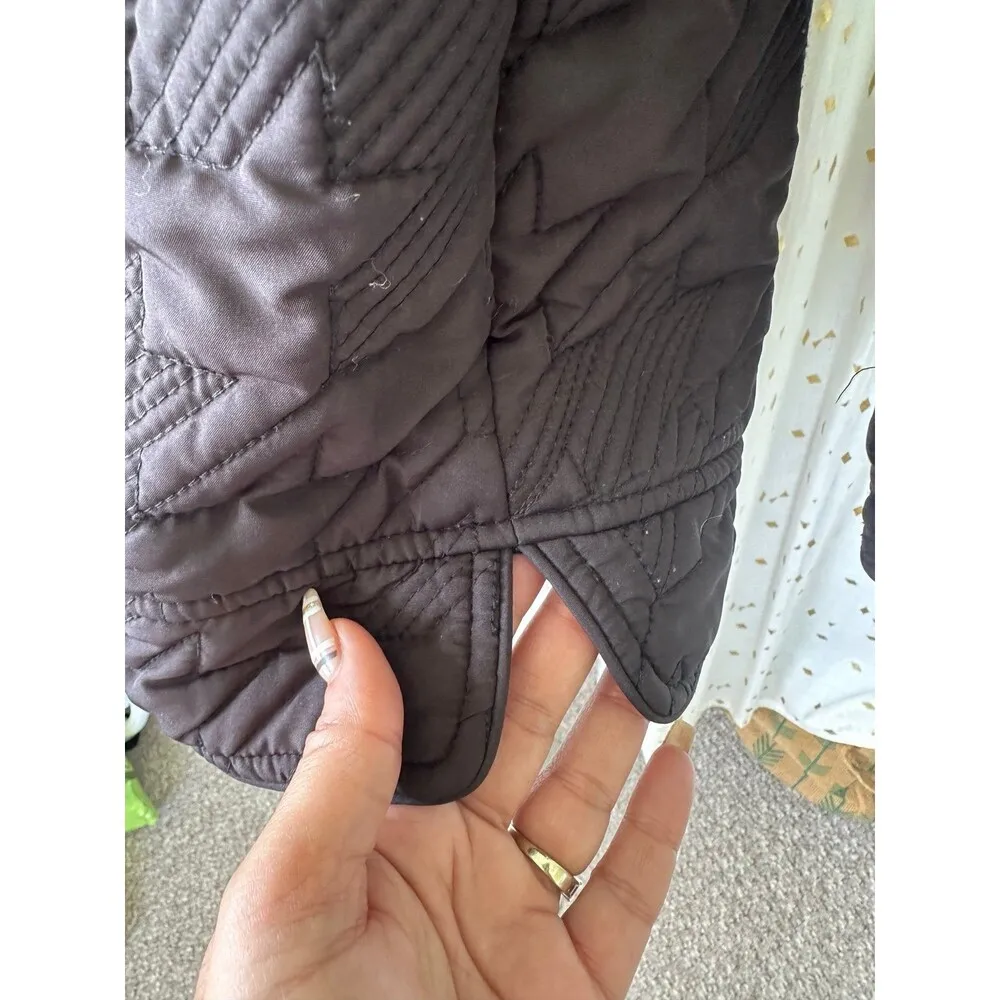 Weathercast Women's Quilted Hideaway Hoodie Zipper & Button Up Parka Jacket XL Black - Image 5