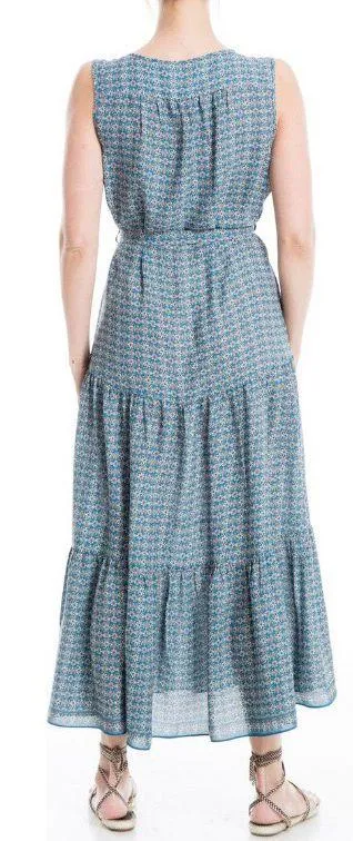 tiered geo printed belted maxi dress S - Image 3